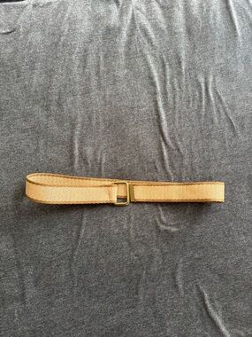 Beige Canvas Slide Belt with Brass Buckle - Unbranded